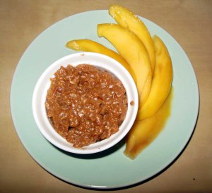 Schokomilchreis mit marinierter Mango