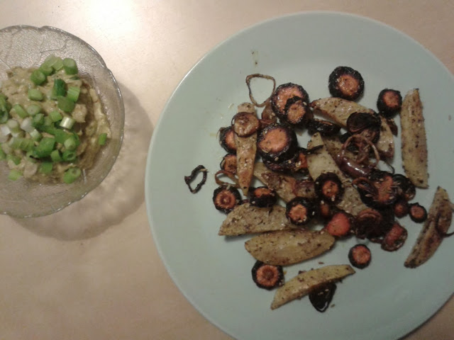 Ofengemüse mit Avocado-Dipp