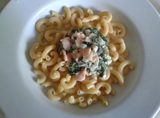 Nudeln mit Spinat-Lachs-Sauce