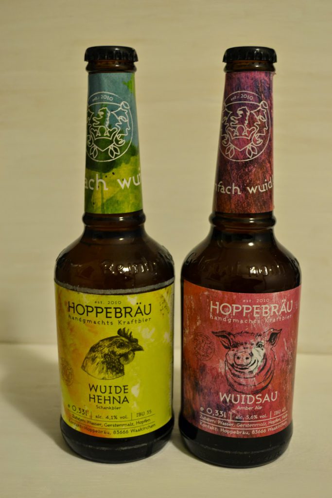 Craft Biere Wuide Hehna und Wuidsau von Hoppebräu